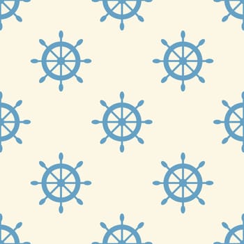 Nautical seamless pattern with ship wheels. Vector illustration