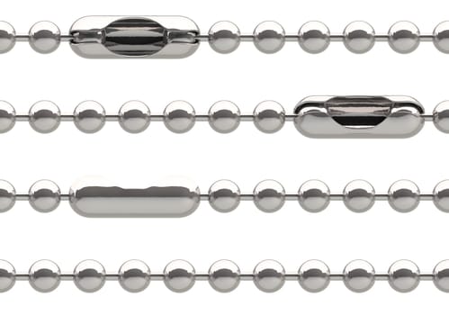 Seamless silver ball chain with lock isolated on white