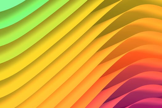 Abstract background with colorful vivid wavy lines with rainbow colors. 3D illustration background