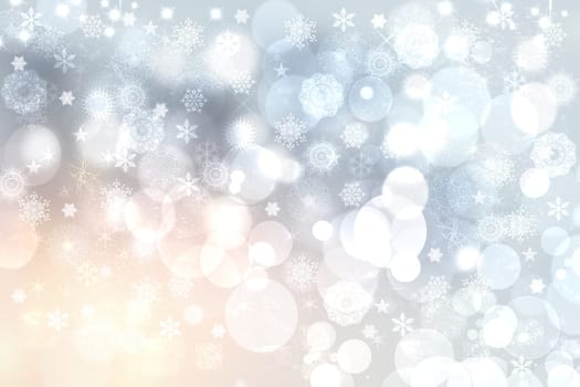 Abstract festive light blue silver pastel bokeh background with colorful circles and stars. Beautiful texture.