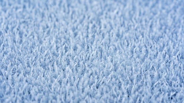A close-up of ice chrysals outside on a cold winter day
