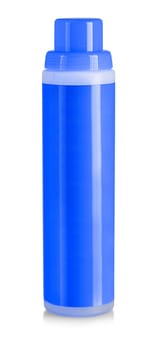 The blue metal bottle with home chemistry closed lid