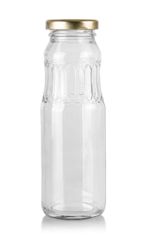 The empty glass bottle with metal lid isolated on white background  with clipping path