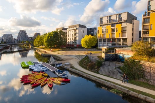 Saint-Cyr quay and Vilaine river in Rennes, Brittany, France