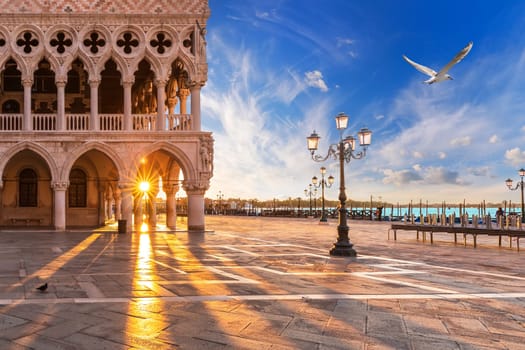 Doge's Palace on Piazza San Marco, sunrise view, Venice, Italy.