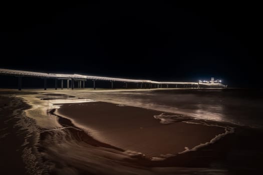 Baltic Sea, beautiful pier Koserow seaside resort on the island of Usedom at night