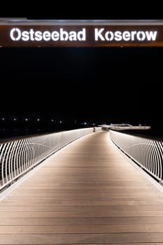 Baltic Sea, beautiful pier Koserow seaside resort on the island of Usedom at night