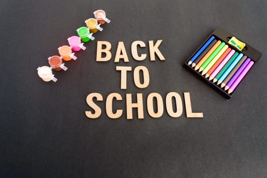 Back to school design with color pencils and typography lettering. Education illustration for ideal poster, web, cover, ad, greeting, card, social media, promotion.
