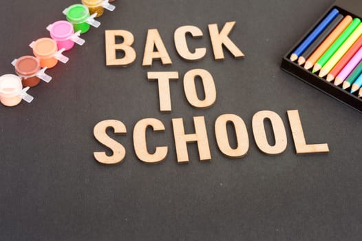 Back to school design with color pencils and typography lettering. Education illustration for ideal poster, web, cover, ad, greeting, card, social media, promotion.