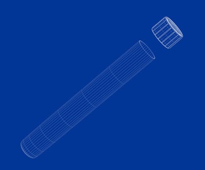 3d wire-frame model of test tube with cap