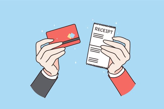 Person show purchase receipt and credit card