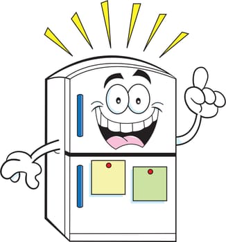 Cartoon illustration of a refrigerator with an idea.