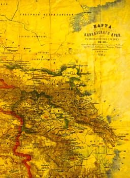 YEREVAN,ARMENIA - SEPTEMBER 29,2017:Map of the Caucasus region with the designation of borders 1801 - 1813,Tiflis 1901.