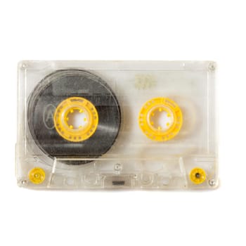 retro audio compact cassette on a white background