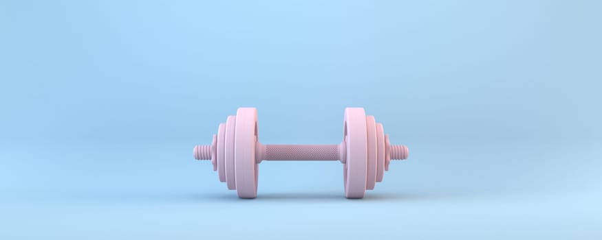 Pink weight 3D rendering illustration isolated on blue background