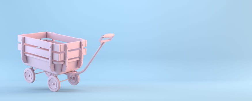 Toy mini wagon 3D rendering illustration isolated on blue background