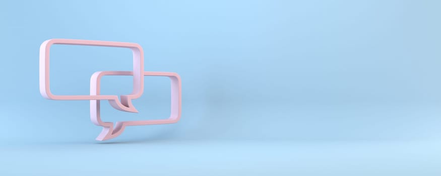 Two speech bubbles 3D rendering illustration isolated on blue background