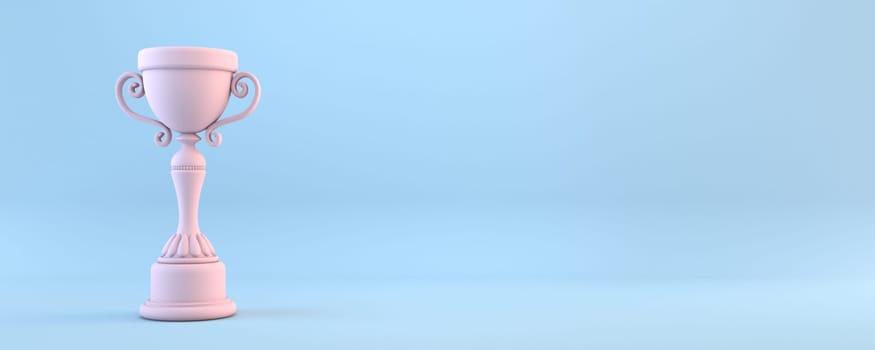 Pink winner trophy award 3D rendering illustration isolated on blue background