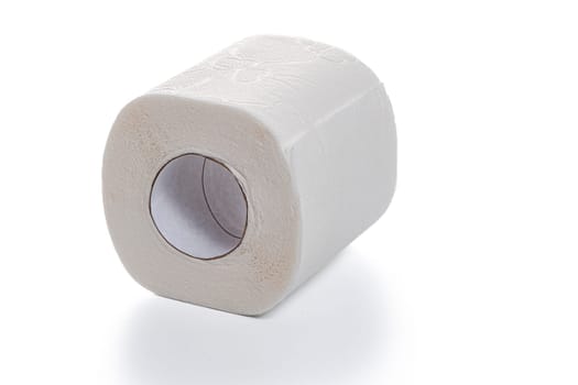 toilet paper roll on isolated white background, copy space. High quality photo
