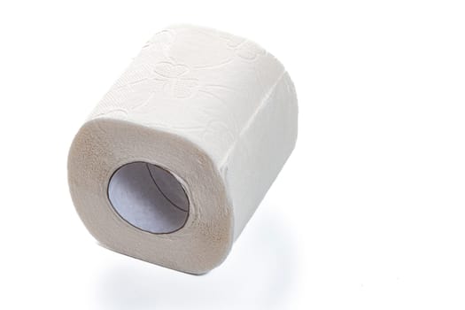 toilet paper roll on isolated white background, copy space. High quality photo