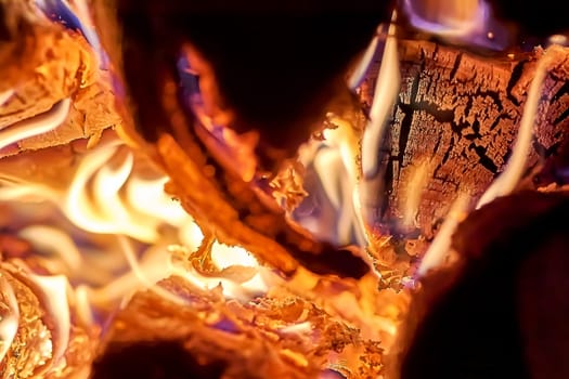 the stove is heated with firewood. High quality photo