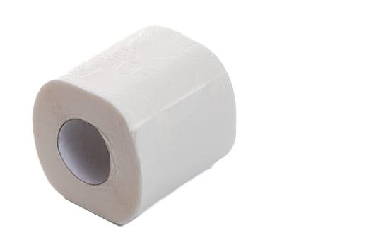 toilet paper roll on isolated white background, copy space. High quality photo