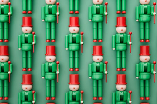 Nutcracker plastic toys flat lay arrangemant, High quality 3d illustration