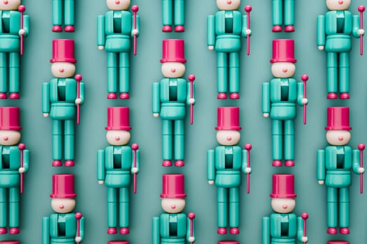 Nutcracker plastic toys flat lay arrangemant, High quality 3d illustration
