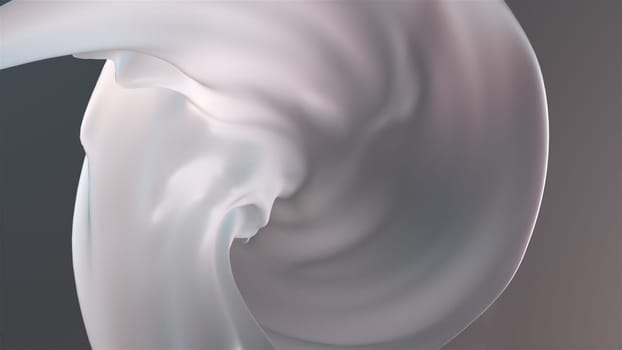 Milk flow 3d render of cocktail falling down. Wavy gradient texture in blurry subdued light. Elegant swirl of cosmetic cream with trendy creative design. Oil paint pouring from bottle.