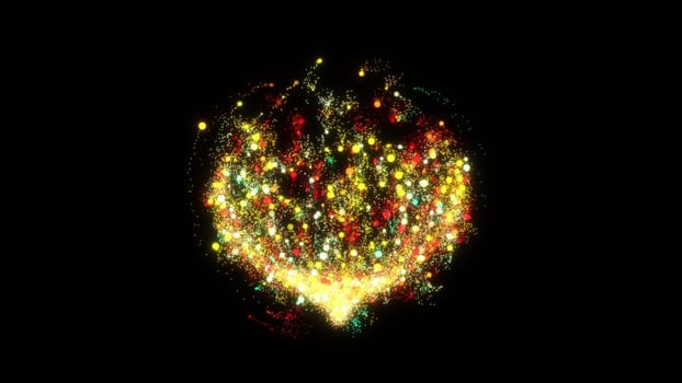 Bright bud consisting of 3d render of round blurry bubbles. Festive mysterious glow round textures with dynamic gradient. Decorative geometric digital interior with random balls.