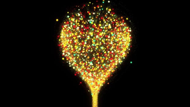 Bright bud consisting of 3d render of round blurry bubbles. Festive mysterious glow round textures with dynamic gradient. Decorative geometric digital interior with random balls.