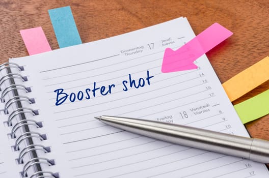 Daily planner with the entry Booster shot