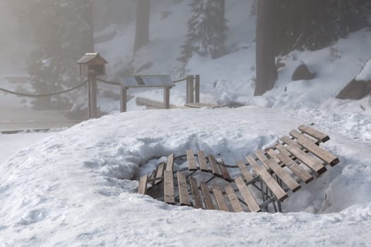 sun lounger in winter