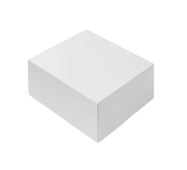 White cardboard paper box for products design mock-up isolated on white background