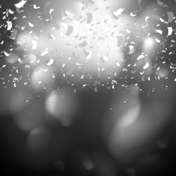 Black and white paper confetti background. Abstract modern greeting vector design
