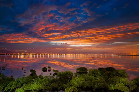 sunset on the river for adv or others purpose use