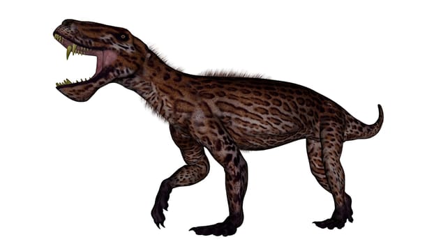 Lycaenops dinosaur roaring isolated in white background - 3D render