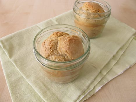 White bread baked in glass