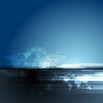 Dark blue concept team background. Vector world map design