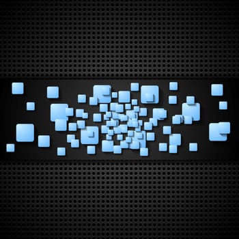Abstract blue squares and perforated texture. Vector design