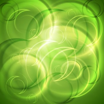 Green shiny abstract backdrop. Vector background template