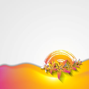 Abstract wavy colorful flowers design. Vector grunge design