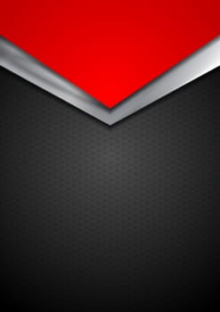 Dark silver and red tech arrows design. Vector background