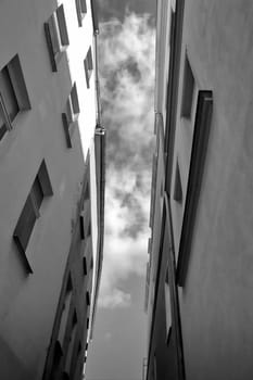 Houses in a narrow alley in Brandenburg