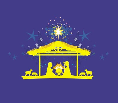 Birth of Jesus in Bethlehem - abstract card
