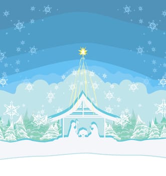 Birth of Jesus in Bethlehem - abstract card
