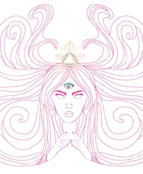 Woman with third eye, psychic supernatural senses