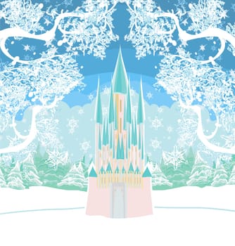Winter landscape with castle illustration