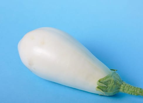 White eggplant on a blue background
