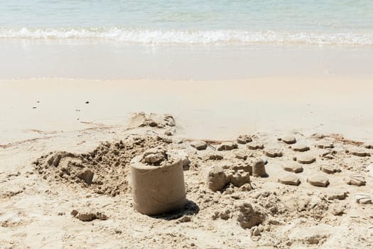 childhood sand castle beach nobody